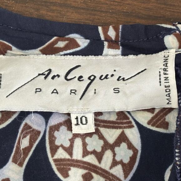 Rare Vintage Arlequin Paris Fitted Navy Dress Maraca Pattern Made in France - Picture 5 of 5